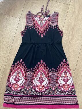 Apt. 9 Black & Pink Dress with Pink Paisley Border